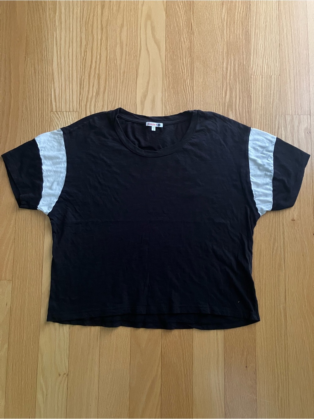 Sundry Black Tee with White Sleeve Panels